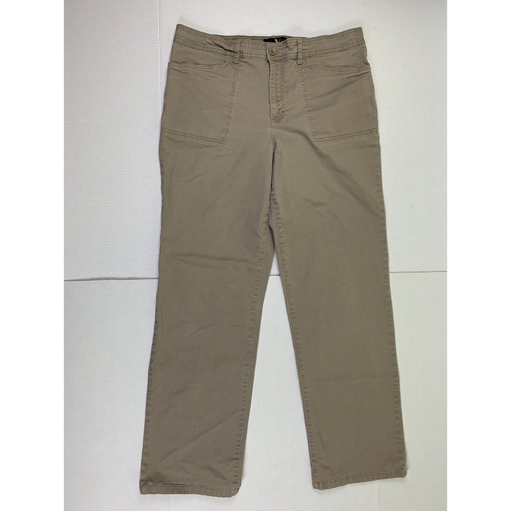 GLORIA VANDERBILT Women's Tan Khaki Stretch Pants Sz 14 Medium (35x30) Straight